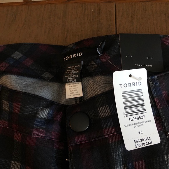 Plaid Pants. Size 14. Zipper detail - Picture 2 of 3